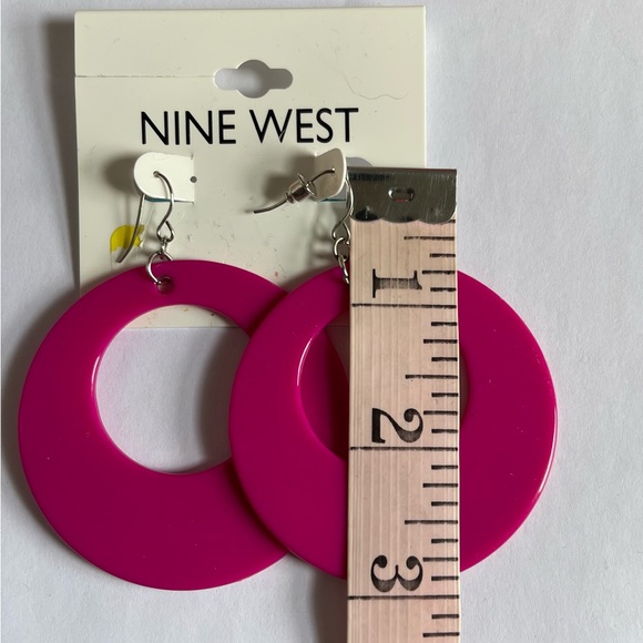 Nine West Large Plastic Pink Hoop Earrings - Picture 4 of 4